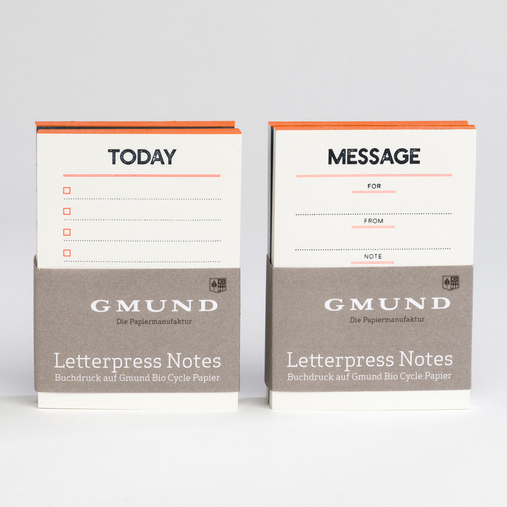 Gmund Letterpress Notes Set - Neon orange/blau