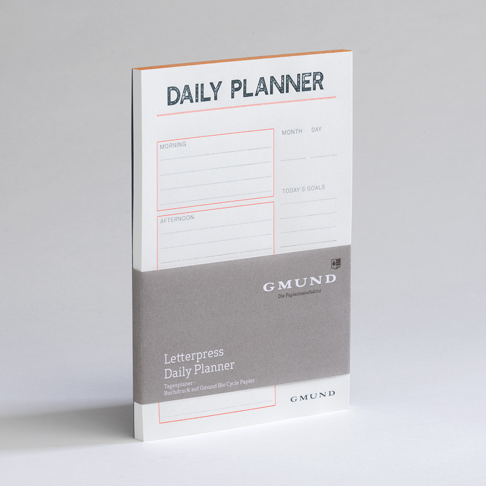 Letterpress Daily Planner - Neon orange/blau