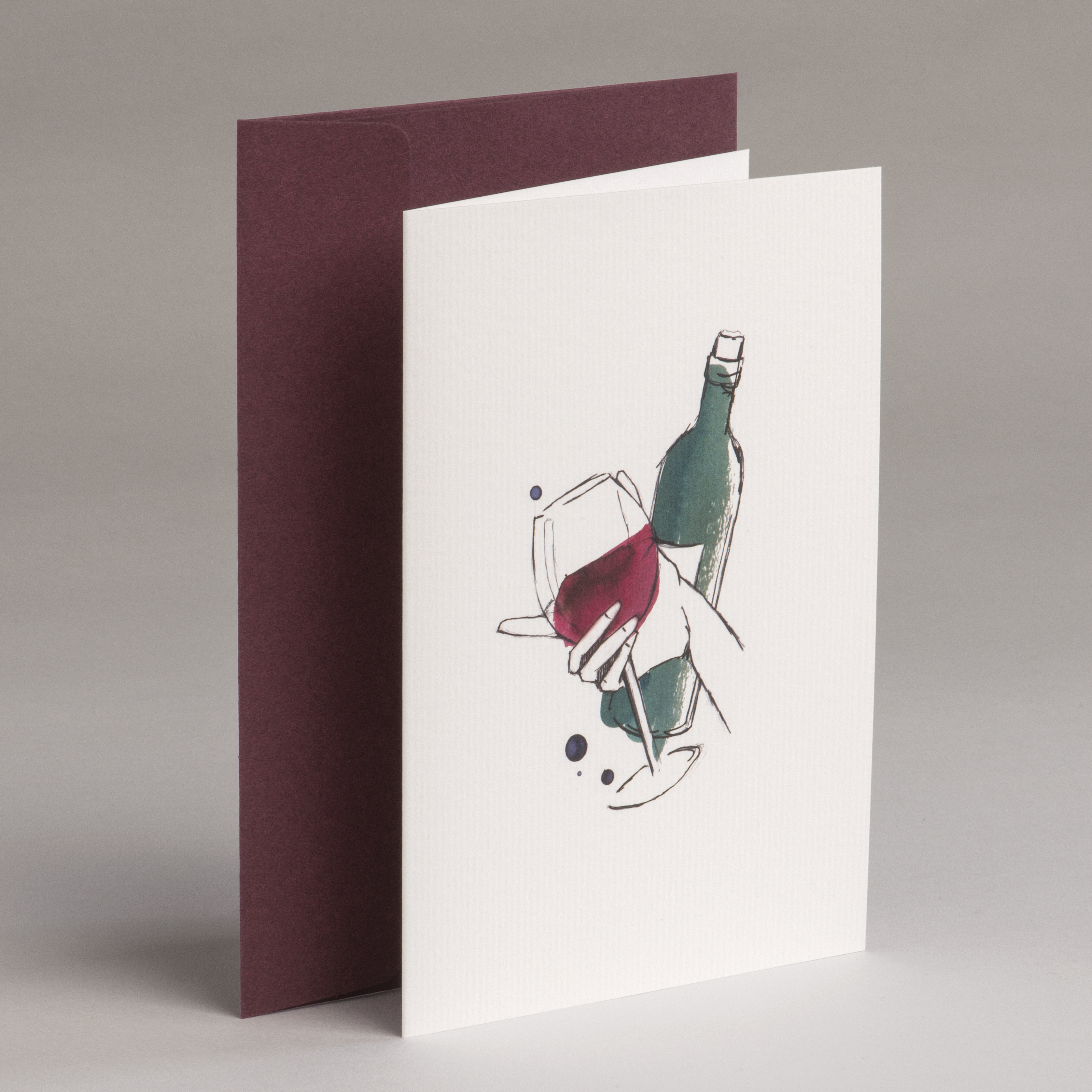 Grußkarte Illustration - Bottle of wine