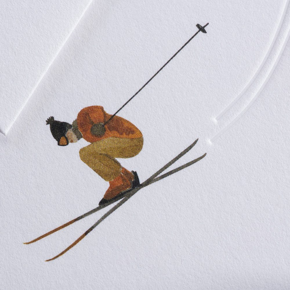 Winterkarte Spuren im Schnee - Skipiste