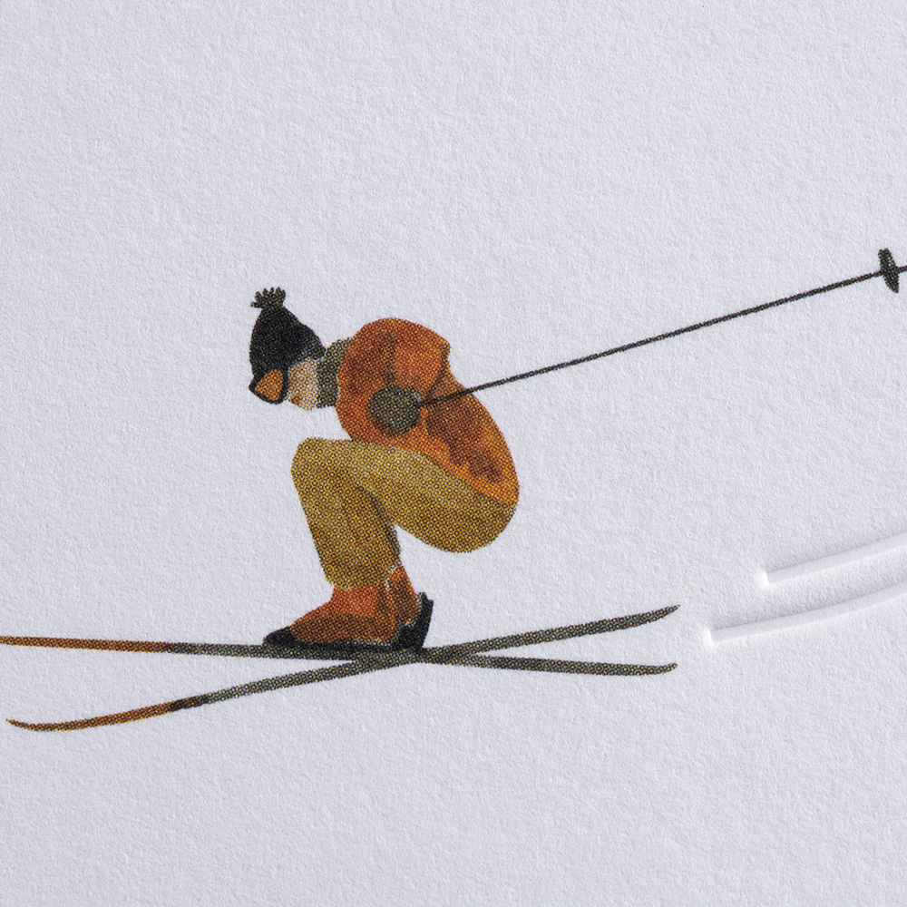 Winterkarte Spuren im Schnee - Skipiste