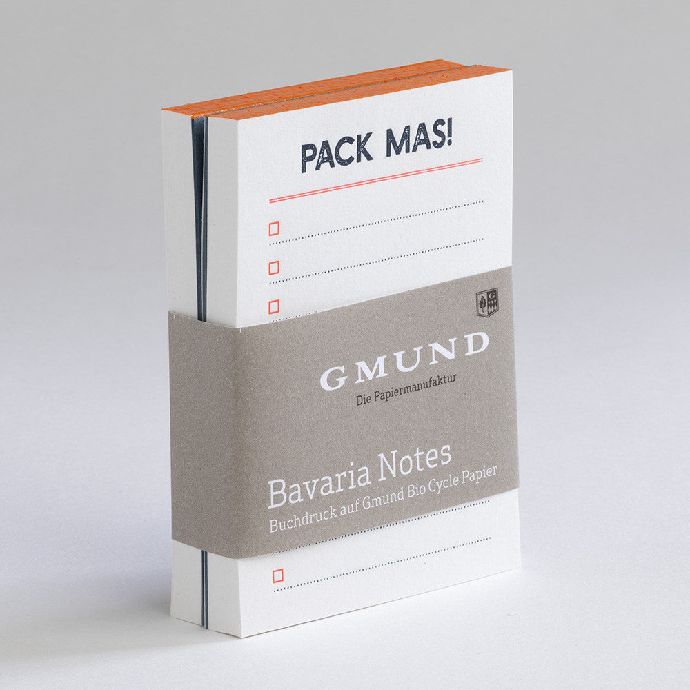 Gmund Letterpress Notes Set - Bavaria Edition - Neon orange/blau