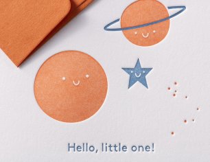 Grußkarte Little One - Universum orange