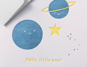Grußkarte Little One - Universum blau