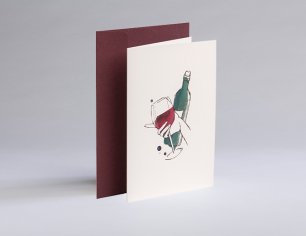 Grußkarte Illustration - Bottle of wine