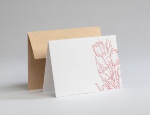 Grußkarte Ostern - Blumen - rot