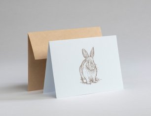 Grußkarte Ostern - Hase - grau