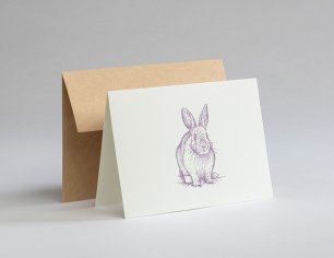 Grußkarte Ostern - Hase - violett