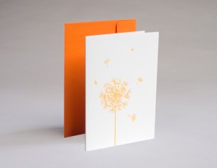 Grußkarte - Pusteblume - orange