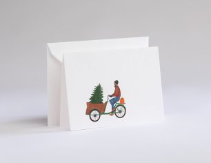Winterkarte Spuren im Schnee - Lastenrad