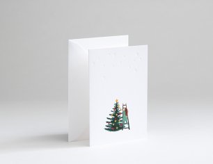 Winterkarte Spuren im Schnee - Weihnachtsbaum