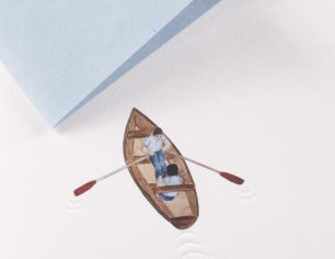 Grußkarte Spuren am Tegernsee - Rowing boat