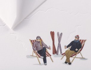 Winterkarte Spuren im Schnee - Après-Ski