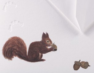 Winterkarte Spuren im Schnee - Eichhörnchen