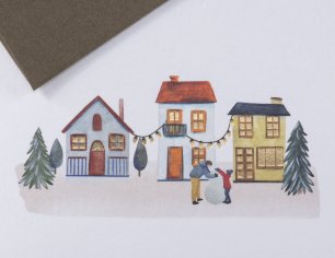 Weihnachtskarte Prägung - Häuser
