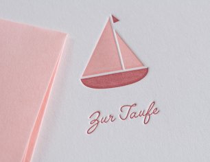 Grußkarte Anlässe - Zur Taufe - rosa