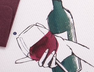 Grußkarte Illustration - Bottle of wine