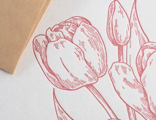 Grußkarte Ostern - Blumen - rot