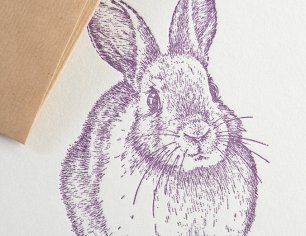 Grußkarte Ostern - Hase - violett