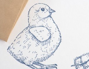 Grußkarte Ostern - Küken - blau