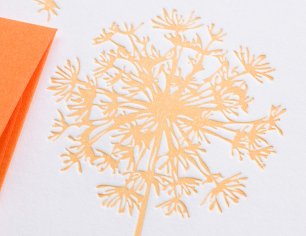 Grußkarte - Pusteblume - orange