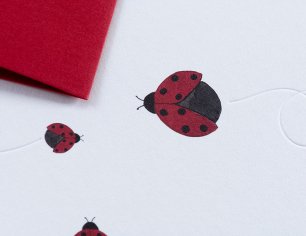 Grußkarte Spuren am Tegernsee - Marienkäfer