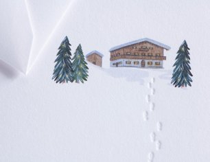 Winterkarte Spuren im Schnee - Alpenhof