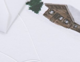 Winterkarte Spuren im Schnee - Berghütte