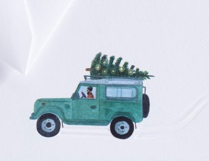 Winterkarte Spuren im Schnee - Driving Home