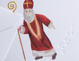 Winterkarte Spuren im Schnee - Nikolaus