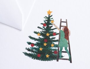 Winterkarte Spuren im Schnee - Weihnachtsbaum